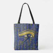 Gold Egyptian Eye of Horus - Wadjet Lapis Lazuli Tote Bag (Achterkant)
