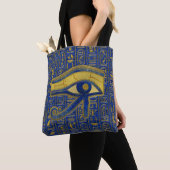 Gold Egyptian Eye of Horus - Wadjet Lapis Lazuli Tote Bag (Dichtbij)