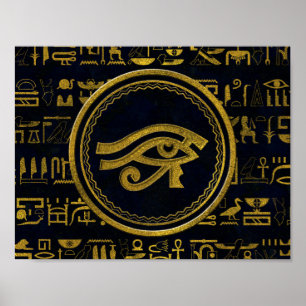 Gold Egyptian Eye of Horus - Wadjet Poster