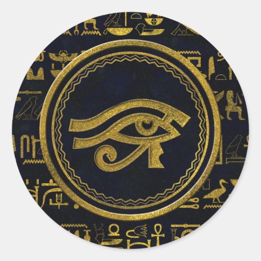 Gold Egyptian Eye of Horus - Wadjet Ronde Sticker (Voorkant)