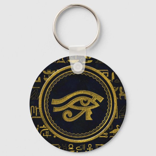 Gold Egyptian Eye of Horus - Wadjet Sleutelhanger (Voorkant)