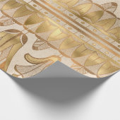 Gold Egyptian Hieroglyphics Antiek Flowers Cadeaupapier (Hoek)