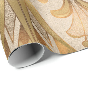 Gold Egyptian Hieroglyphics Antiek Flowers Cadeaupapier