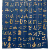 Gold Egyptian Hieroglyphics on Blue Douchegordijn (Voorkant)
