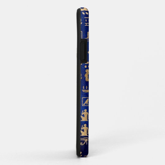 Gold Egyptian Hieroglyphics on Blue Intial Case-Mate iPhone Case (Achterkant/rechts)