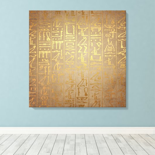  Gold Egyptian Hieroglyphics Paper Print (Insitu (Houten vloer))