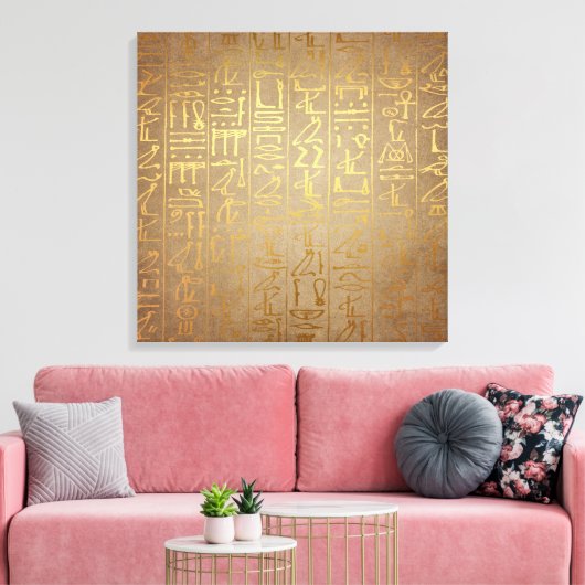  Gold Egyptian Hieroglyphics Paper Print (Insitu (Woonkamer))