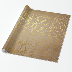 Gold Egyptian Hieroglyphics Paper Print Cadeaupapier