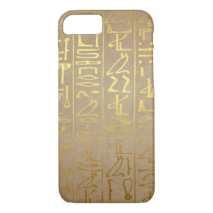 Gold Egyptian Hieroglyphics Paper Print iPhone 8/7 Hoesje