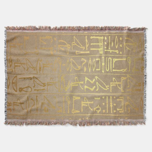  Gold Egyptian Hieroglyphics Paper Print Deken (Voorkant)