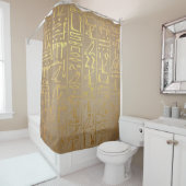  Gold Egyptian Hieroglyphics Paper Print Douchegordijn (In situ)