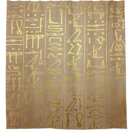  Gold Egyptian Hieroglyphics Paper Print Douchegordijn (Voorkant)