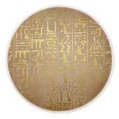  Gold Egyptian Hieroglyphics Paper Print Keramische Knop (Voorkant)
