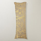  Gold Egyptian Hieroglyphics Paper Print Lichaamskussen (Voorkant Verticaal)