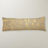  Gold Egyptian Hieroglyphics Paper Print Lichaamskussen (Achterkant)