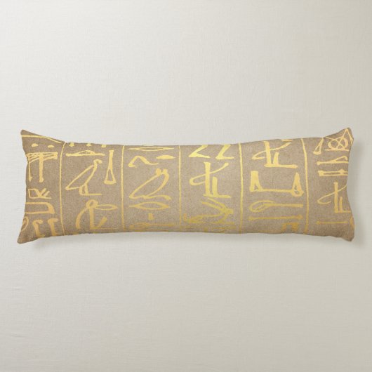  Gold Egyptian Hieroglyphics Paper Print Lichaamskussen (Voorkant)