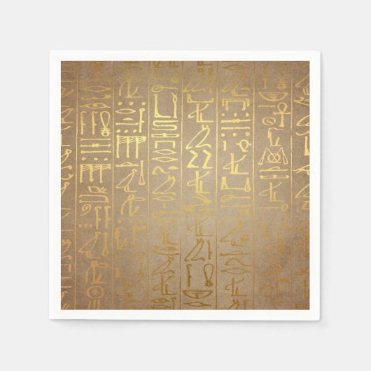 Gold Egyptian Hieroglyphics Paper Print Servet (Voorkant)