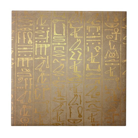  Gold Egyptian Hieroglyphics Paper Print Tegeltje (Voorkant)