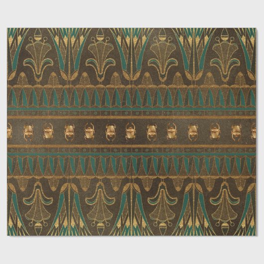 Gold Egyptian Hieroglyphics Papyrus Antiek Leafs Cadeaupapier (Vlak)