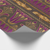 Gold Egyptian Hieroglyphics Papyrus Scarab Floral Cadeaupapier (Hoek)