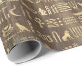 Gold Egyptian Hieroglyphs op Brown Cadeaupapier (Rol Hoek)