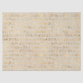 Gold Egyptian Hieroglyphs op Ivory Decoupage Tissuepapier
