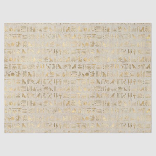 Gold Egyptian Hieroglyphs op Ivory Decoupage Tissuepapier (Voorkant)