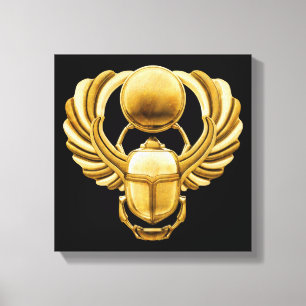 Gold Egyptian Scarab Canvas Afdruk