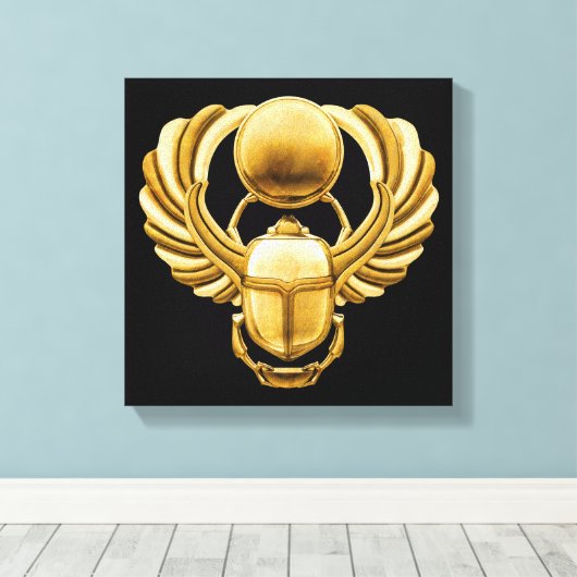 Gold Egyptian Scarab Canvas Afdruk (Insitu (Houten vloer))