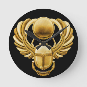 Gold Egyptian Scarab Ronde Klok