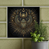 Gold Egyptian Scarab with Ankh Celestial Elements Tegeltje
