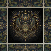 Gold Egyptian Scarab with Ankh Celestial Elements Tegeltje