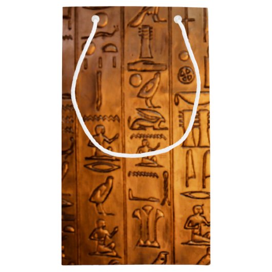 Gold Egyptian Script Gift Bag Klein Cadeauzakje (Achterkant)