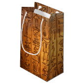 Gold Egyptian Script Gift Bag Klein Cadeauzakje (Achterkant Gekanteld)
