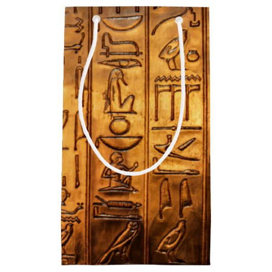 Gold Egyptian Script Gift Bag Klein Cadeauzakje (Voorkant)