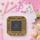 Gold Egyptian Thema Birthday Elegant  Blue Papieren Bordje (Feest)