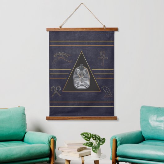 Gold Egyptian Wood Topped Wall Tapestry Hangend Wandkleed (Woonkamer)