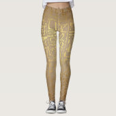  Gold Egyptische Hieroglyphikke Leggings (Voorkant)