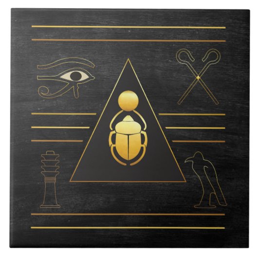 Gold Egyptische Scarab Ceramic Tegel Tegeltje (Voorkant)