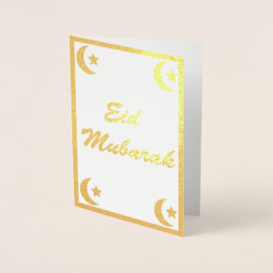 Gold Eid Mubarak Eid al Fitr Halve Maan Sterren Folie Kaarten