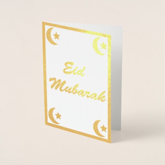 Gold Eid Mubarak Eid al Fitr Halve Maan Sterren Folie Kaarten (Voorkant)