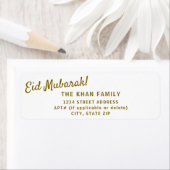 Gold Eid Mubarak Retouradres Sticker Label (Insitu)