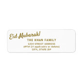 Gold Eid Mubarak Retouradres Sticker Label (Voorkant)