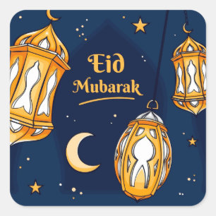 Gold Eid Mubarak Vierkante Sticker