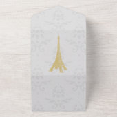 Gold Eiffel Tower Damask All-in-One Weddenschap All In One Uitnodiging (Buitenkant)