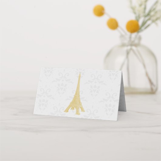 Gold Eiffel Tower Damask-ontvangstkaart Plaatskaartje (Achterkant)