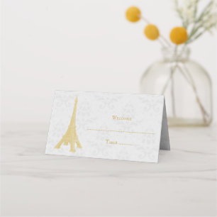 Gold Eiffel Tower Damask-ontvangstkaart Plaatskaartje