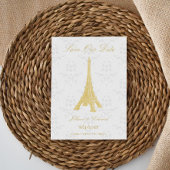 Gold Eiffel Tower Damask slaat de datum op Aankondiging