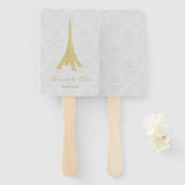 Gold Eiffel Tower Damask Wedding Favor Hand Fan Handwaaier (Voorkant en achterkant)