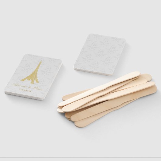 Gold Eiffel Tower Damask Wedding Favor Hand Fan Handwaaier (Niet-gemonteerd)